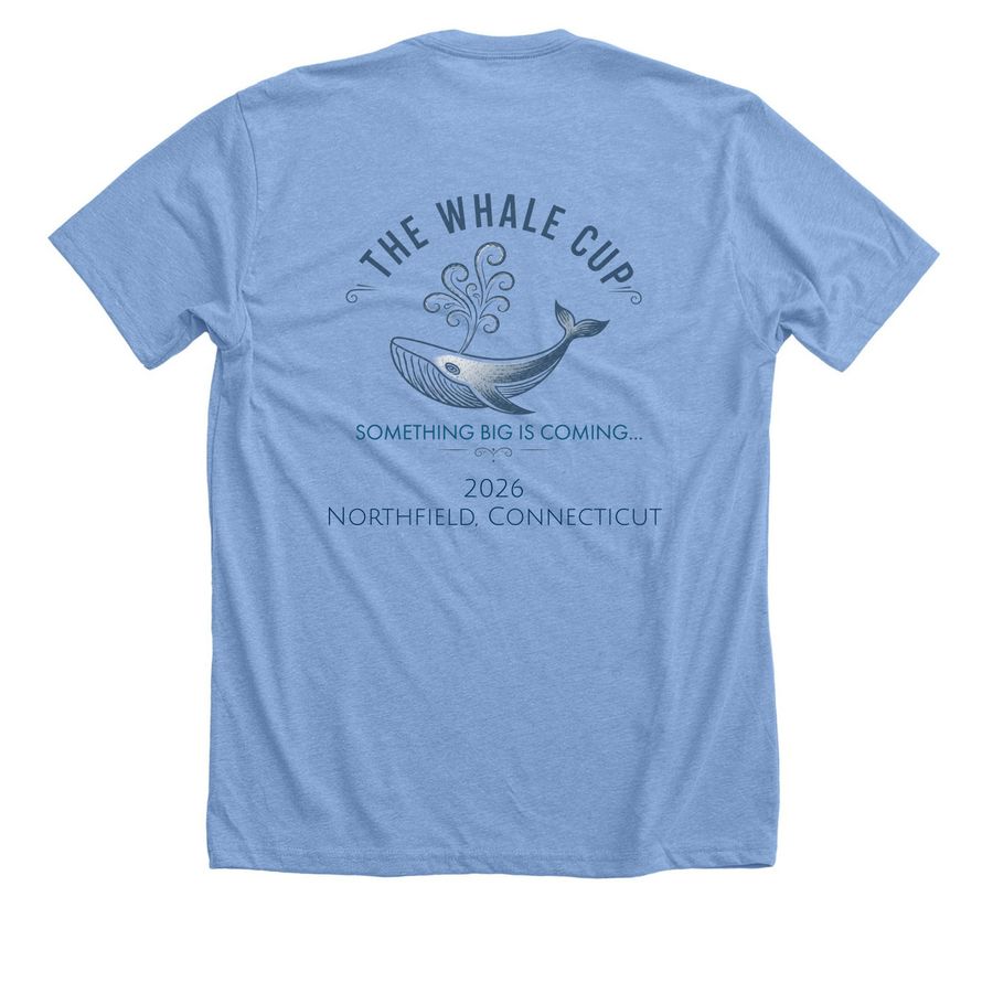 The Whale Cup, a Heather Carolina Blue Premium Unisex Tee (back-view)