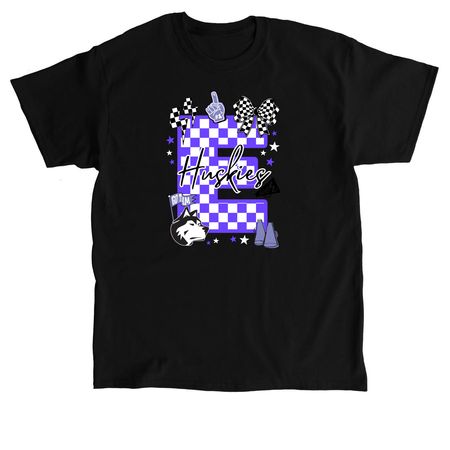 EPJ Huskies Cheer - E Checkerboard, a Black Classic Unisex Tee