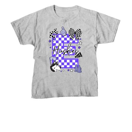 EPJ Huskies Cheer - E Checkerboard, a Sport Grey Youth Unisex Tee