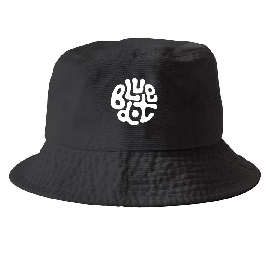 blue dot hats!, a Black Printed Bucket Hat