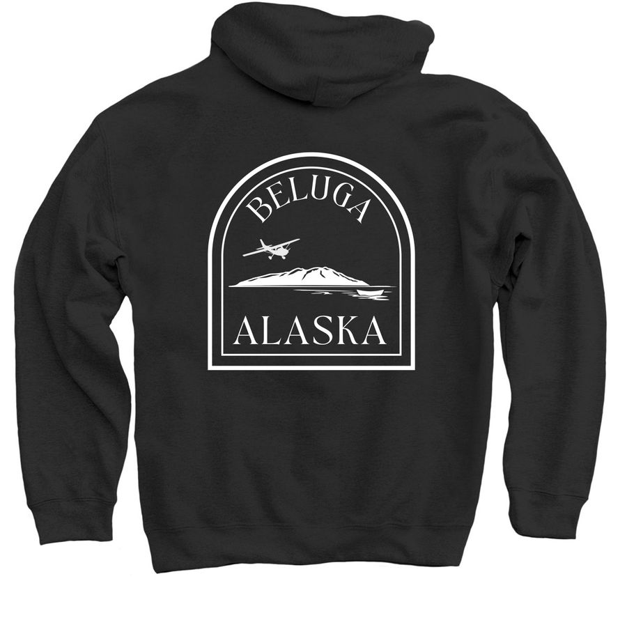 Beluga Hoodie, a Black Pullover Hoodie (back-view)