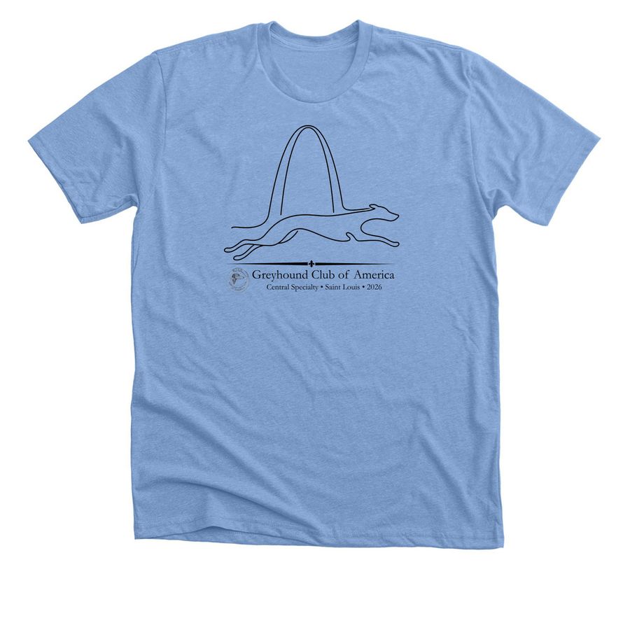 GCA Central Specialty 2026 - black logo, a Heather Carolina Blue Premium Unisex Tee