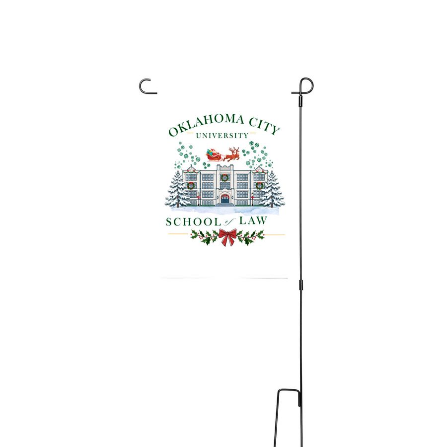 OCU Law White Christmas Yard Flag&nbsp;, a White 12" x 18" Yard Flag with Stake