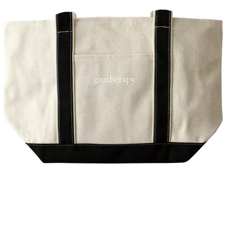 go2therapy, a Natural/Black Large Two-Tone Canvas Tote Bag