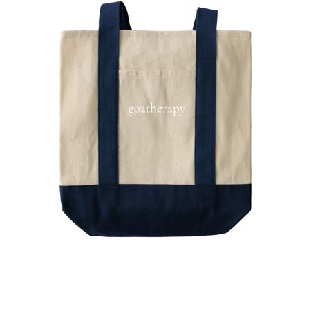 go2therapy, a Natural/Navy Two-Tone Grocery Tote Bag