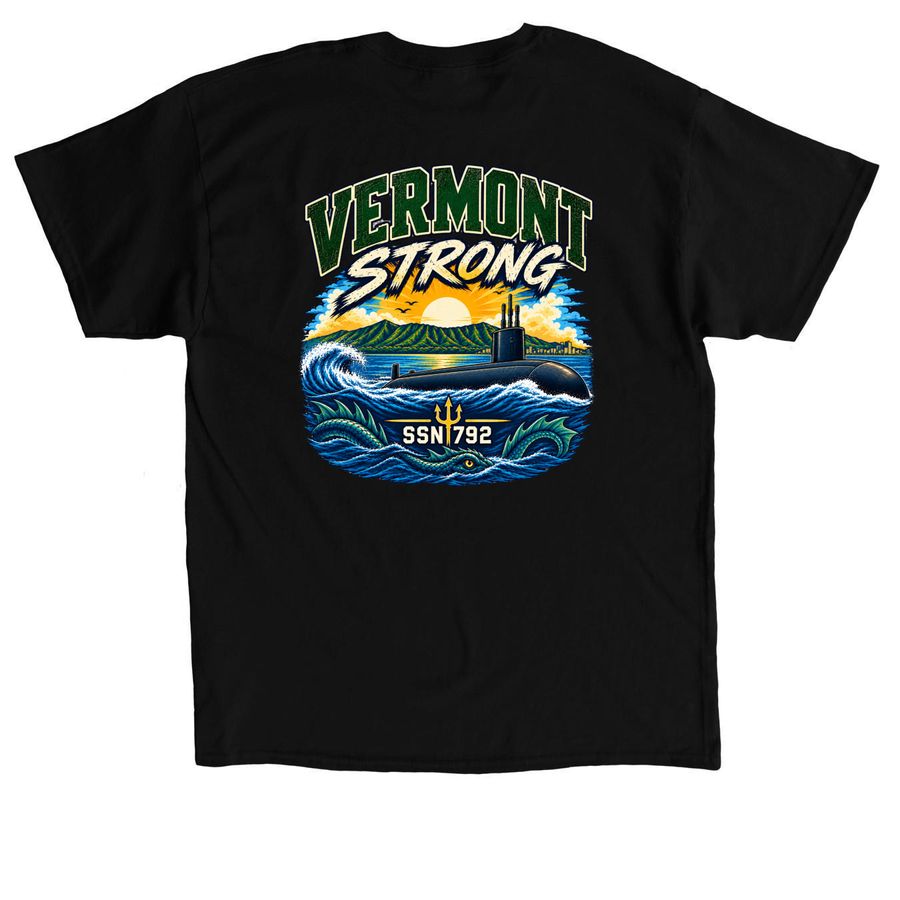 Limited Edition "Vermont Strong" Shirt, a Black Classic Unisex Tee (back-view)