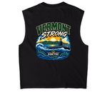 Limited Edition "Vermont Strong" Shirt, a True Black Heavyweight Garment Dye Muscle Tee (back-view)