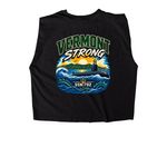 Limited Edition "Vermont Strong" Shirt, a True Black Women's Heavyweight Garment Dye Muscle Tee (back-view)