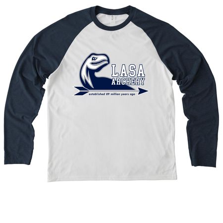 Official LASA archery logo apparel, a Rebel Blue/ Bright White Allmade Eco Triblend Colorblock Raglan Long Sleeve Tee