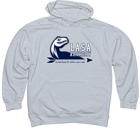 Official LASA archery logo apparel, a Grey Heather Midweight Pullover Hoodie