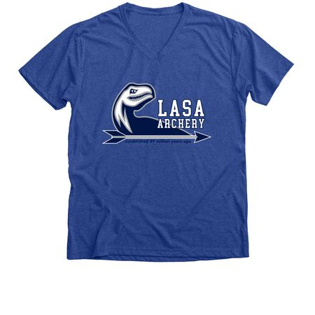 Official LASA archery logo apparel, a Heather True Royal Premium V-Neck Tee