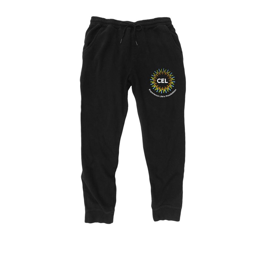 Pants with colorful logo, a Black Midweight Fleece Joggers