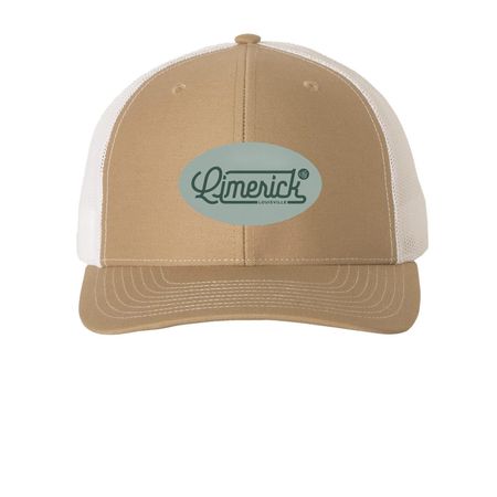 Limerick Oval Cap, a Khaki/ White Printed Snapback Trucker Cap