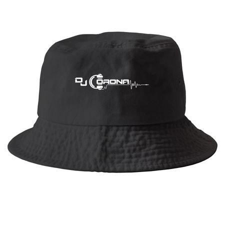 Dj Corona Cap, a Black Printed Bucket Hat