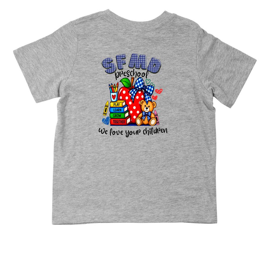 SFMD Toddler Shirt & Sweatshirt, a Heather Toddler Tee (back-view)