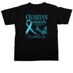 Spreading Ovarian Cancer Awareness&nbsp;, a Black Comfort Colors Unisex Tee (back-view)