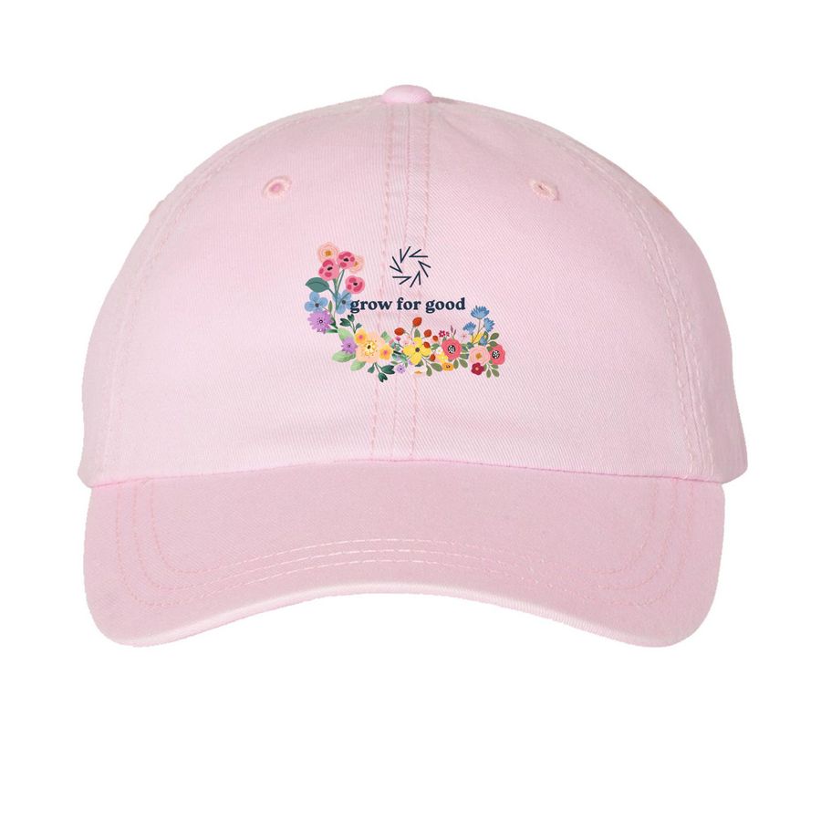 Grow for Good, a Pink Printed Pigment Dye Baseball Cap