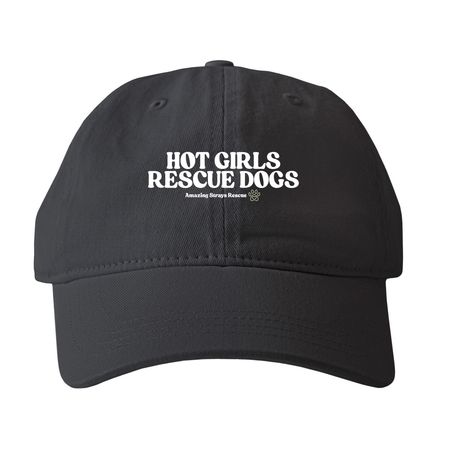 Hot Girls Rescue Dogs, a Black Printed Pigment Dye Baseball Cap