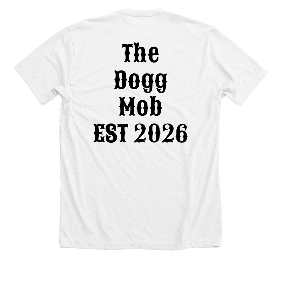 STEPHEN PEARCY's ?The Dogg Mob? Tour Staff T, a Solid White Blend Premium Unisex Tee (back-view)
