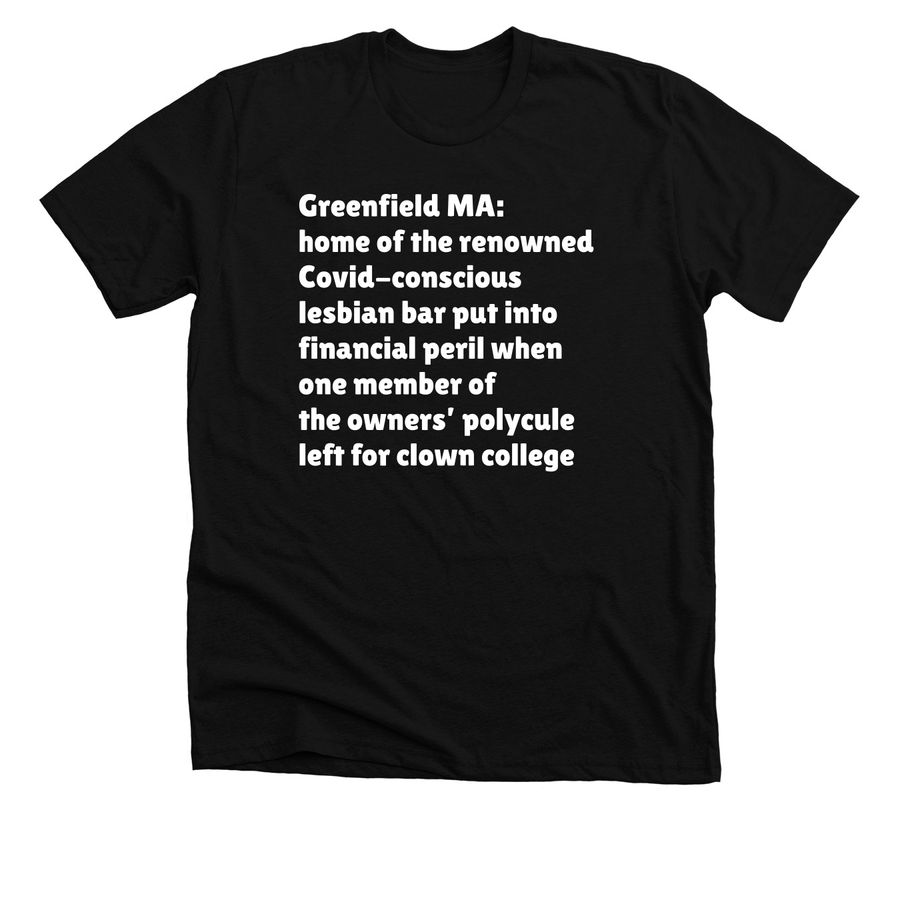Greenfield MA!, a Solid Black Blend Premium Unisex Tee
