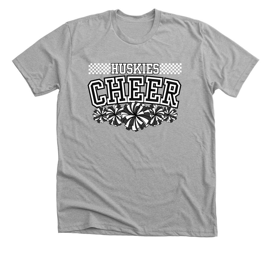 EPJ Huskies - Cheer Checkerboard Black/White, a Athletic Heather Premium Unisex Tee