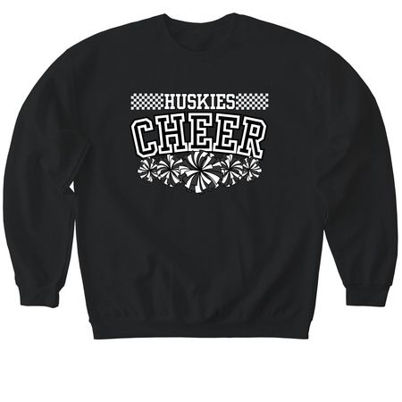 EPJ Huskies - Cheer Checkerboard Black/White, a Black Softstyle Crewneck Sweatshirt