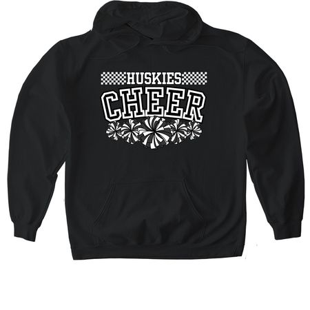 EPJ Huskies - Cheer Checkerboard Black/White, a Black Gildan Softstyle Pullover Hoodie
