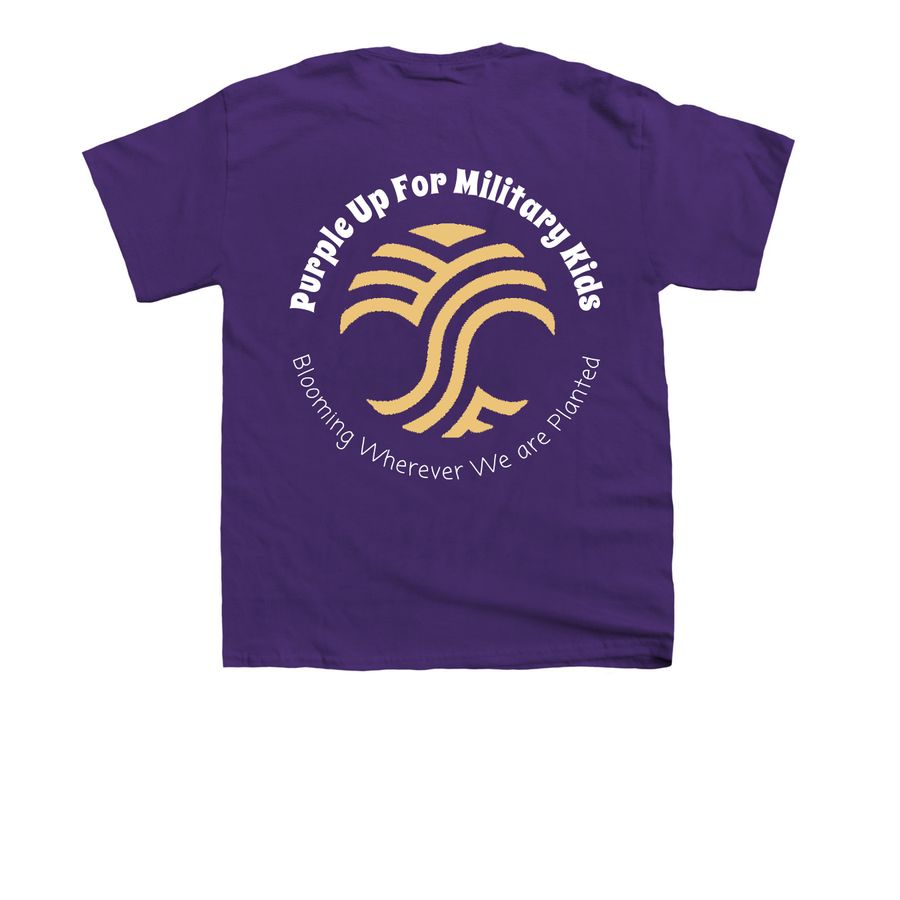 Celebrating Month of the Military Child, a Purple Youth Unisex Tee (back-view)