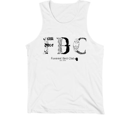 Feminist Bird Club Logo (Black), a White Premium Cotton Tank