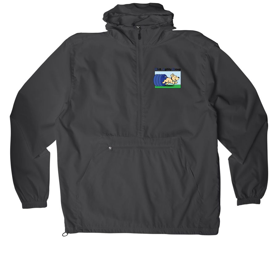 Small Full Color Logo: Windbreaker, a Graphite Packable Anorak