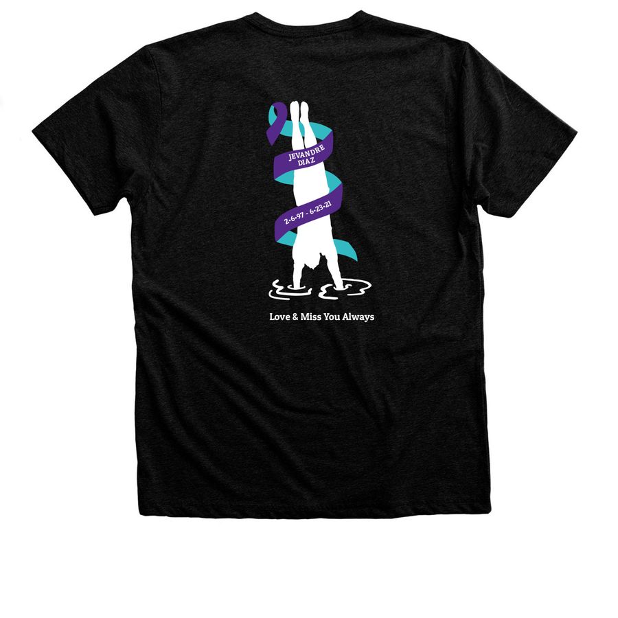Team Jevandre 2026, a Black Heather Premium Unisex Tee (back-view)