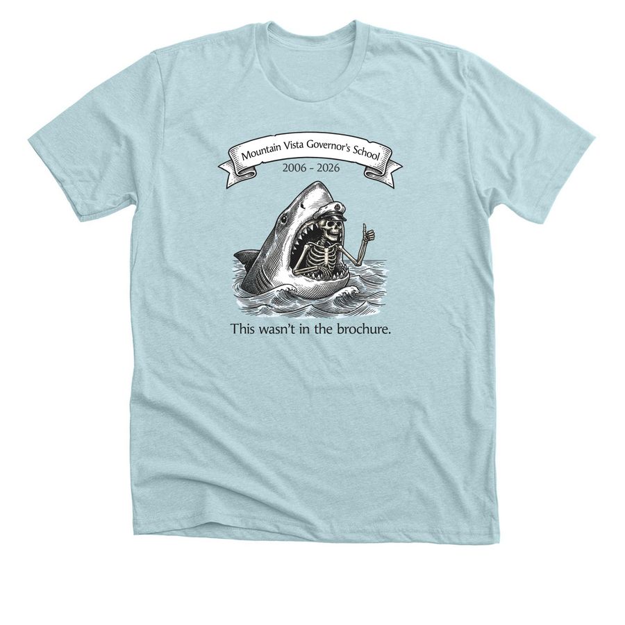 MVGS 20 Years Not in the Brochure, a Heather Ice Blue Premium Unisex Tee