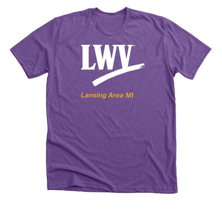 LWVLA - Defending Democracy (checkmark), a Heather Team Purple Premium Unisex Tee