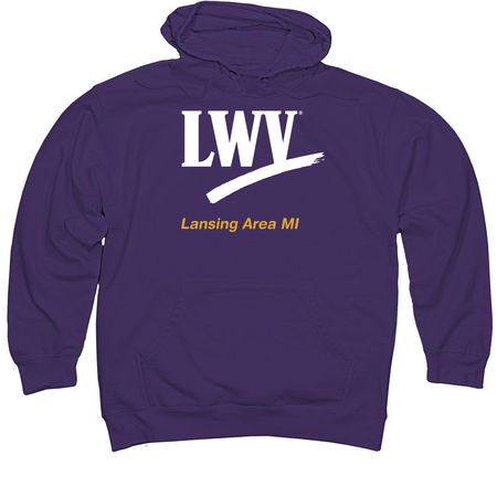 LWVLA - Defending Democracy (checkmark), a Purple Midweight Pullover Hoodie