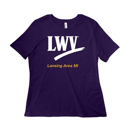 LWVLA - Defending Democracy (checkmark), a Team Purple Women?s Relaxed Cotton Tee