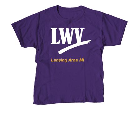 LWVLA - Defending Democracy (checkmark), a Purple Youth Unisex Tee