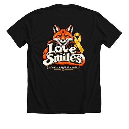 LOVE SMILES STRONG T-SHIRT, a Solid Black Blend Premium Unisex Tee (back-view)