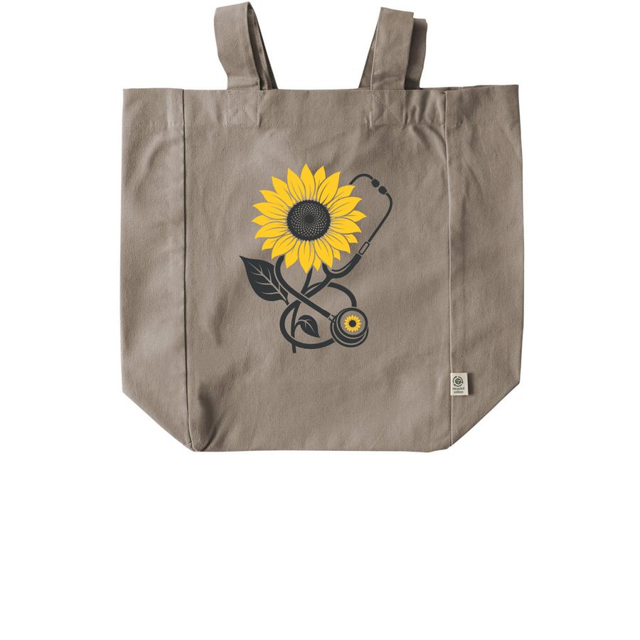 Sunflower & Stethoscope, a Pumice Recycled Cotton Tote Bag