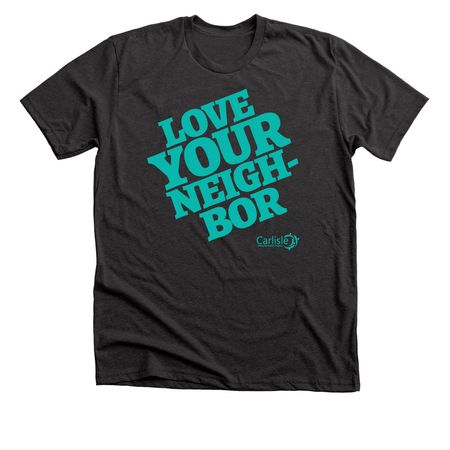 Love Your Neighbor No Exceptions, a Dark Grey Heather Premium Unisex Tee