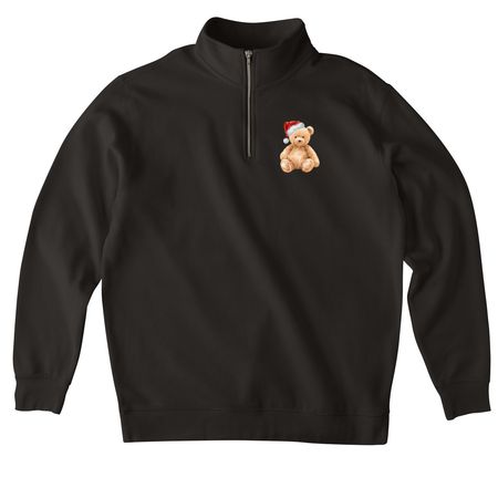 Holiday Mr. Teddy, a Black Midweight Quarter Zip Pullover