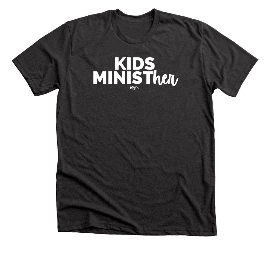 Kids MinistHER, a Dark Grey Heather Premium Unisex Tee