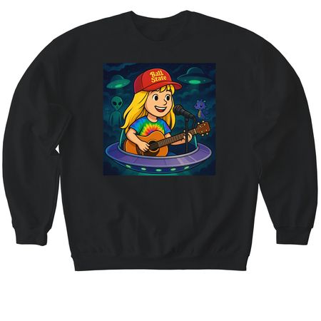 Ball State Alien, a Black Softstyle Crewneck Sweatshirt