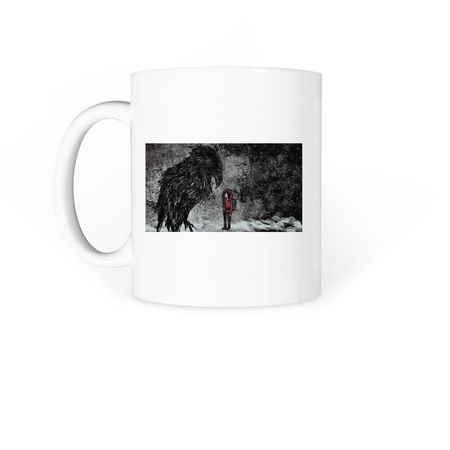 Snowy Giant Raven&nbsp;, a White Coffee Mug (back-view)