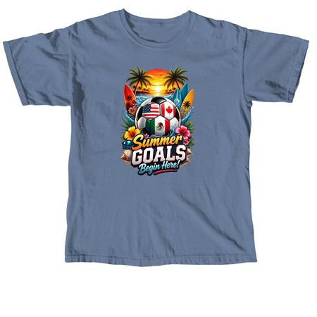 Summer Football Glory Beach Road Trip 2026, a Blue Jean Comfort Colors Unisex Tee