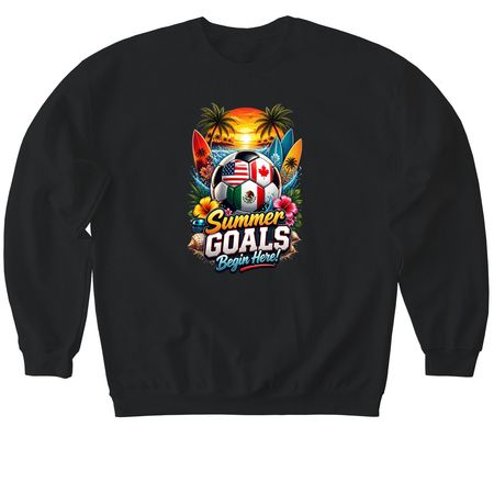Summer Football Glory Beach Road Trip 2026, a Black Softstyle Crewneck Sweatshirt