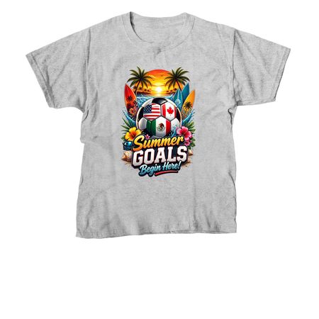 Summer Football Glory Beach Road Trip 2026, a Sport Grey Youth Unisex Tee