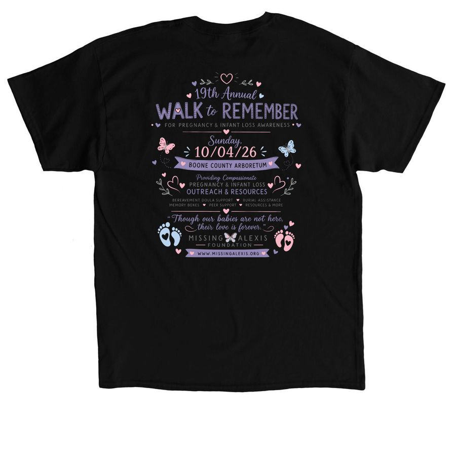 19th Annual Walk to Remember, a Black Classic Unisex Tee (back-view)