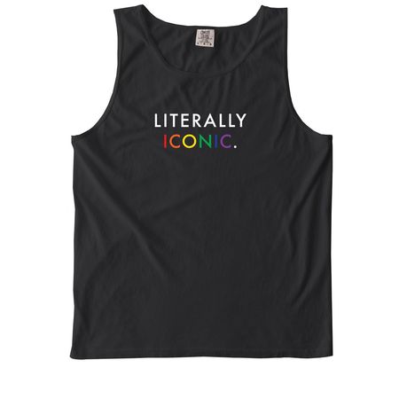 Literally iconic pride merch, a Black Comfort Colors Tank Top