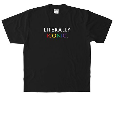 Literally iconic pride merch, a Black Heavyweight Garment Dye Tee