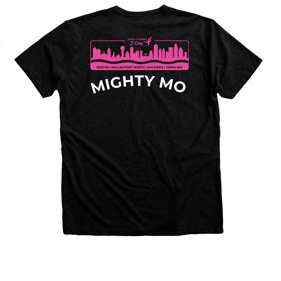 Team Mighty Mo&nbsp;, a Black Heather Premium Unisex Tee (back-view)